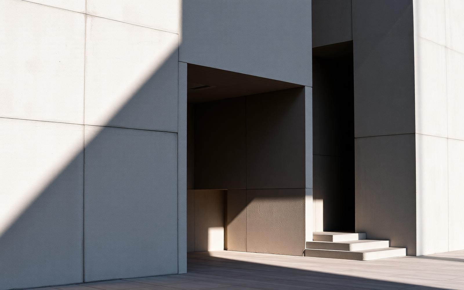 Modernist architecture with hard shadows